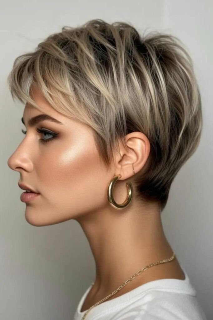 Layered Pixie Bob with Volume and Highlights