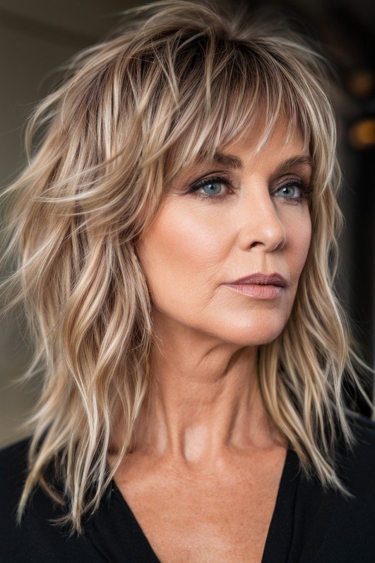 Layered Shag with Curtain Bangs