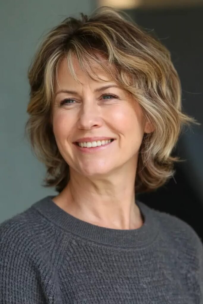 Layered Shoulder-Length Cut with Soft Waves and Subtle Highlights