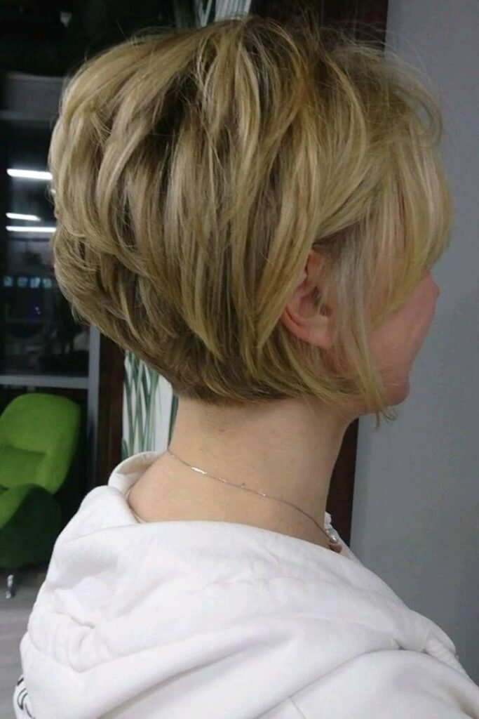 Layered Stacked Bob with Soft Bangs