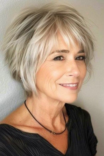 Layered Textured Bob with Bangs