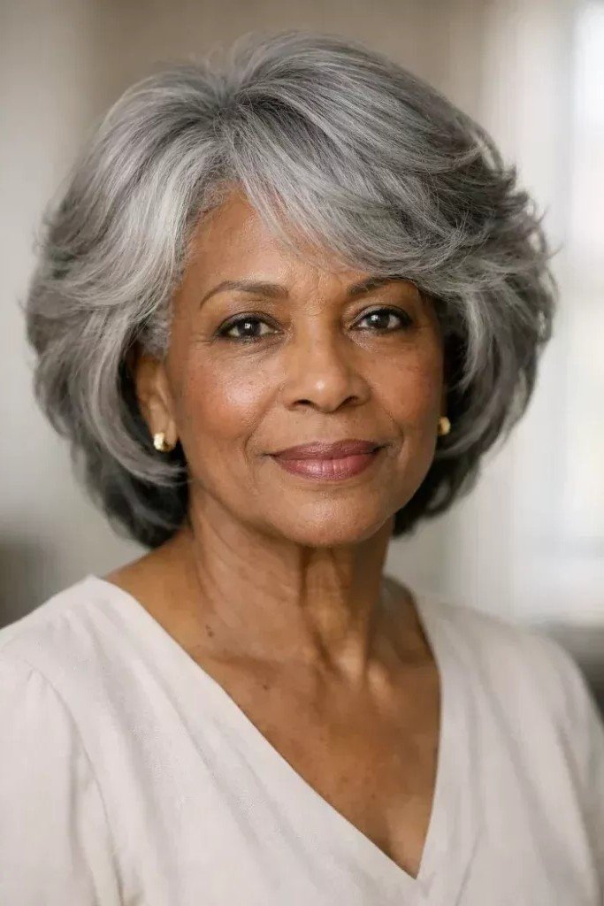 Layered Voluminous Bob with Face-Framing Waves