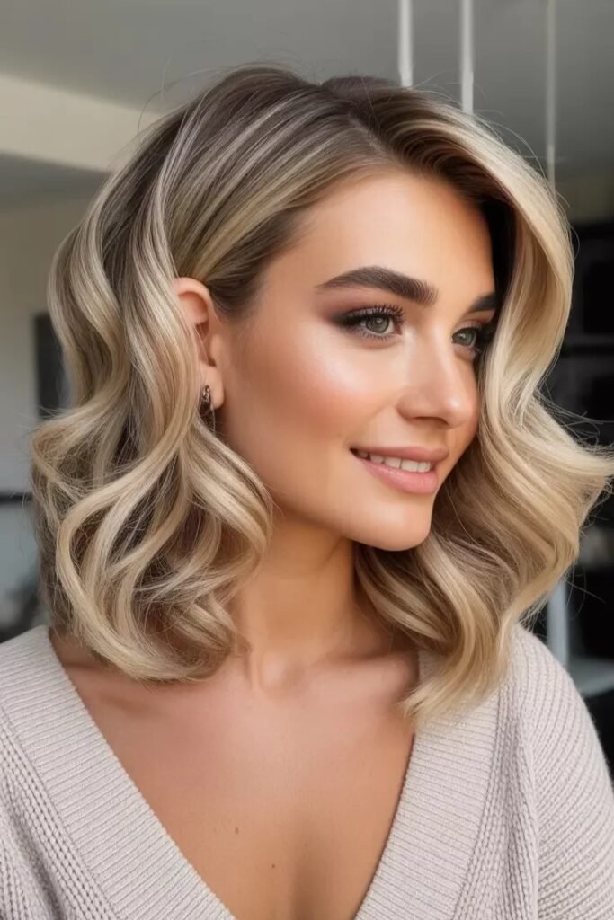 Lived-In Beach Waves with Bright Blonde Balayage