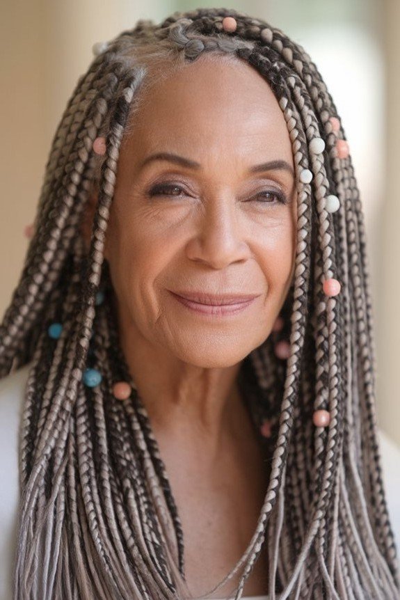 Long Braided Hairstyle with Colorful Beads