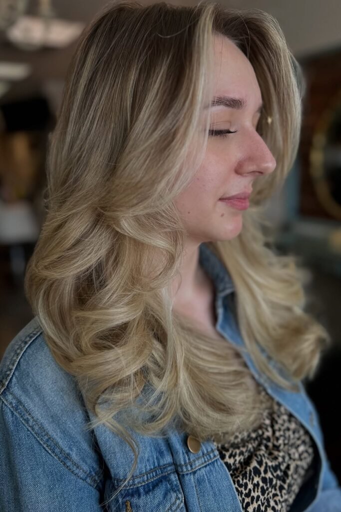 Long Layered Cut with Face-Framing Curtain Bangs