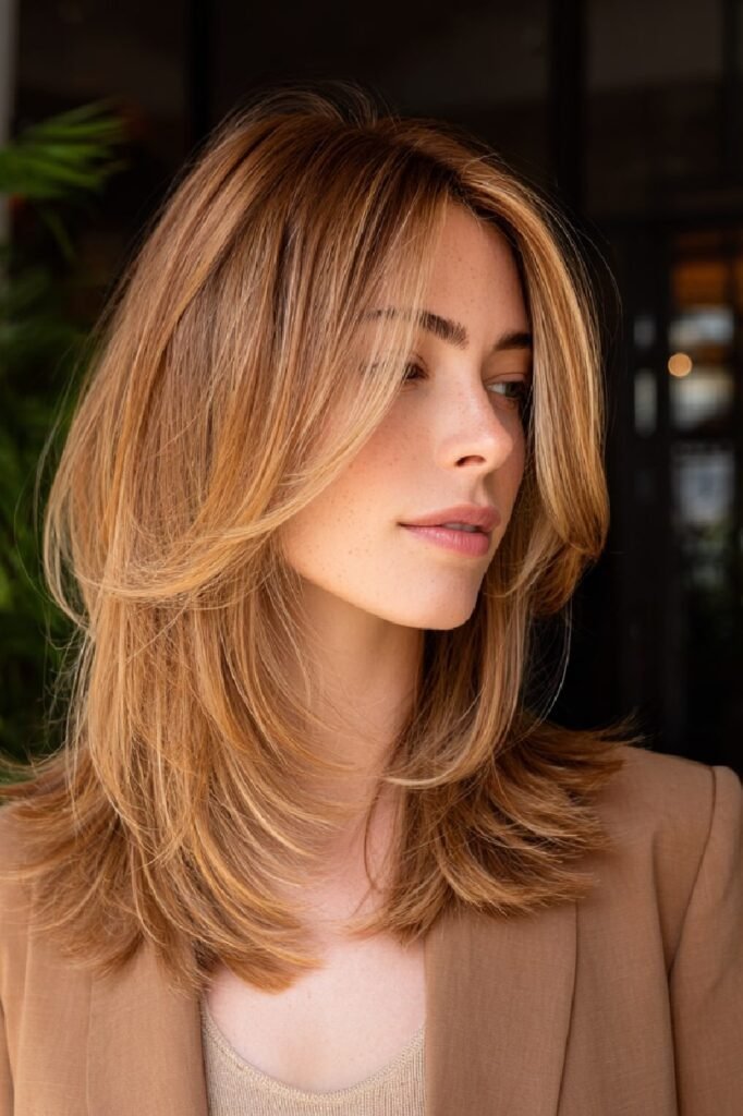 Long Layered Cut with Feathered Curtain Bangs