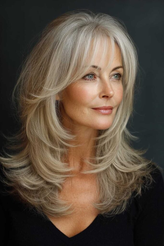 Long Layered Cut with Soft Face-Framing Bangs