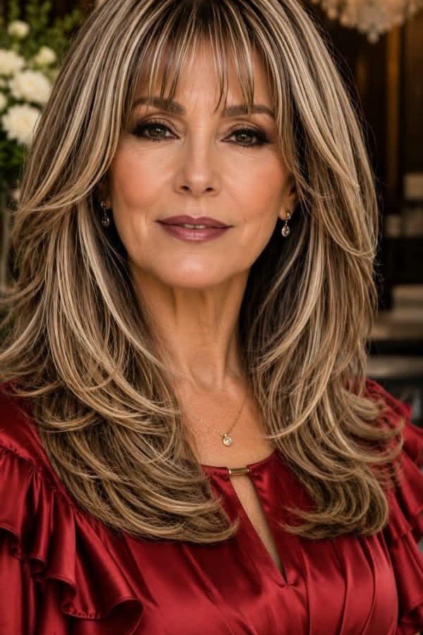 Long Layered Hair with Face-Framing Highlights