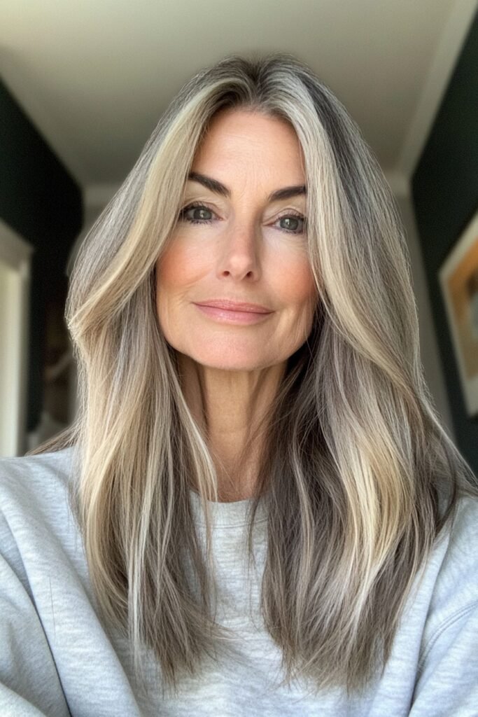 Long Layered Hair with Highlights and Face-Framing Pieces