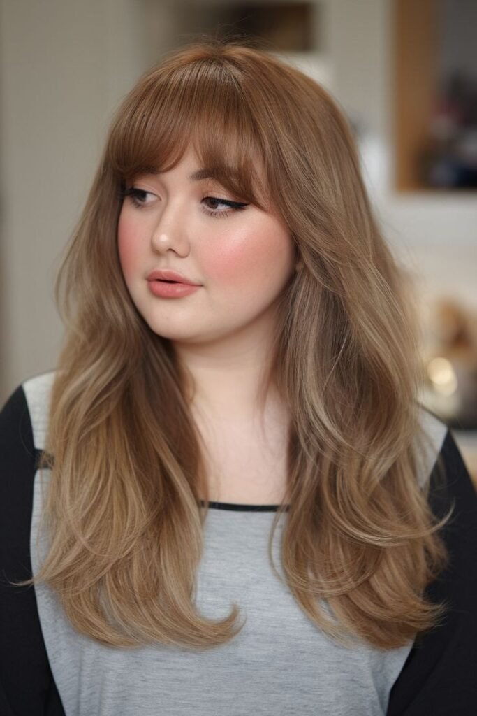 Long Layered Hair with Soft Curtain Bangs
