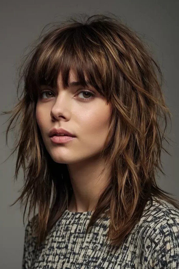 Long Layered Shag with Feathered Bangs