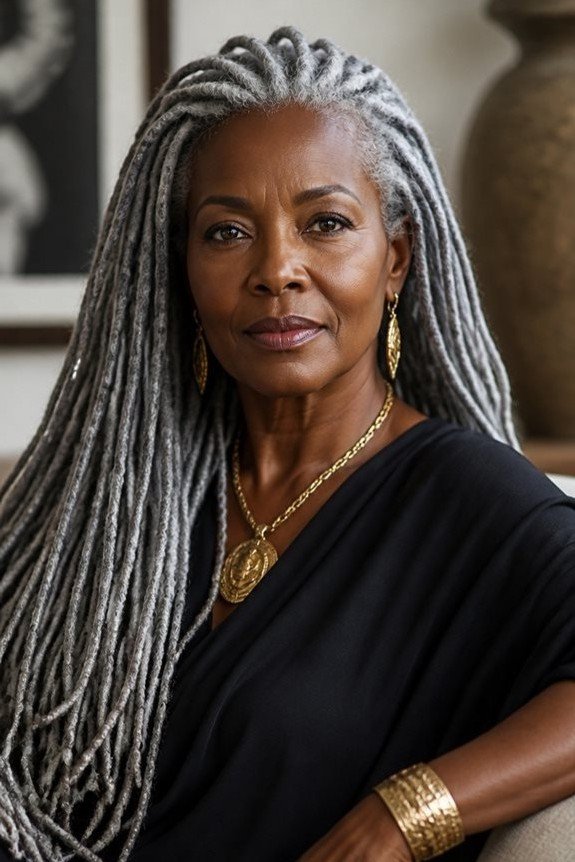 Long Silver Locs Style
