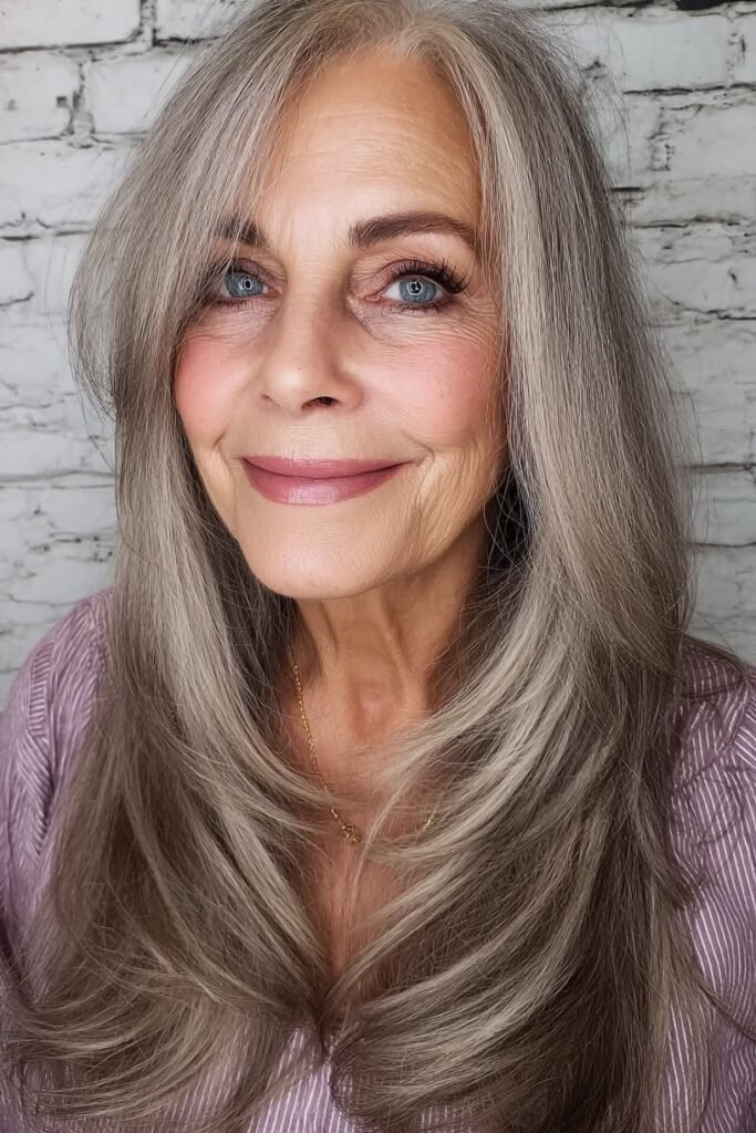 Long Straight Hair with Soft Face-Framing Layers