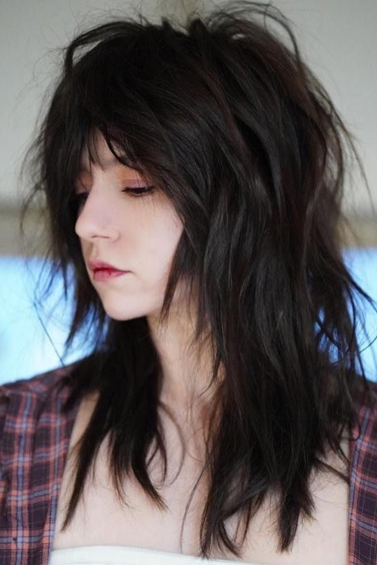 Long Textured Shag with Soft Curtain Bangs