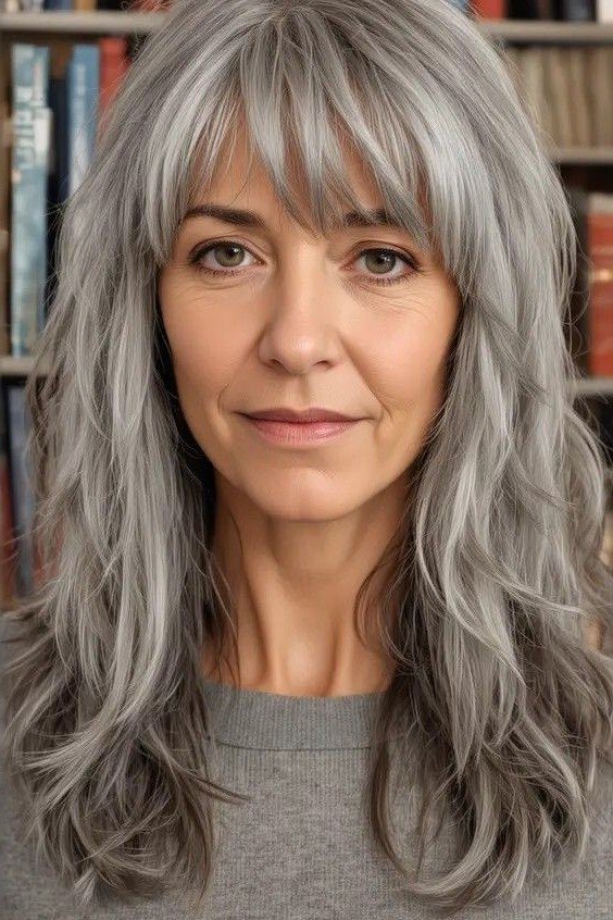 Long Wavy Layered Cut with Piecey Fringe