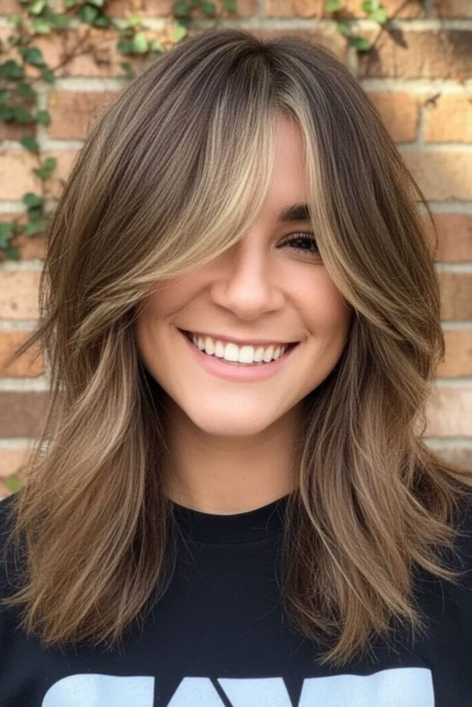 Medium-Length Cut with Bottleneck Bangs