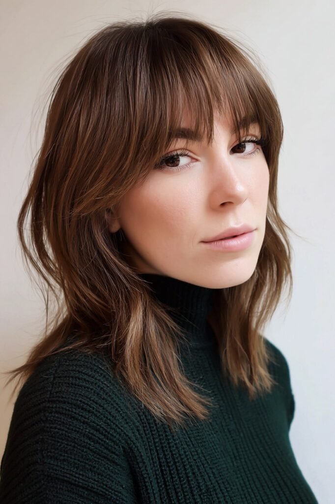 Medium Shag Cut with Wispy Curtain Bangs