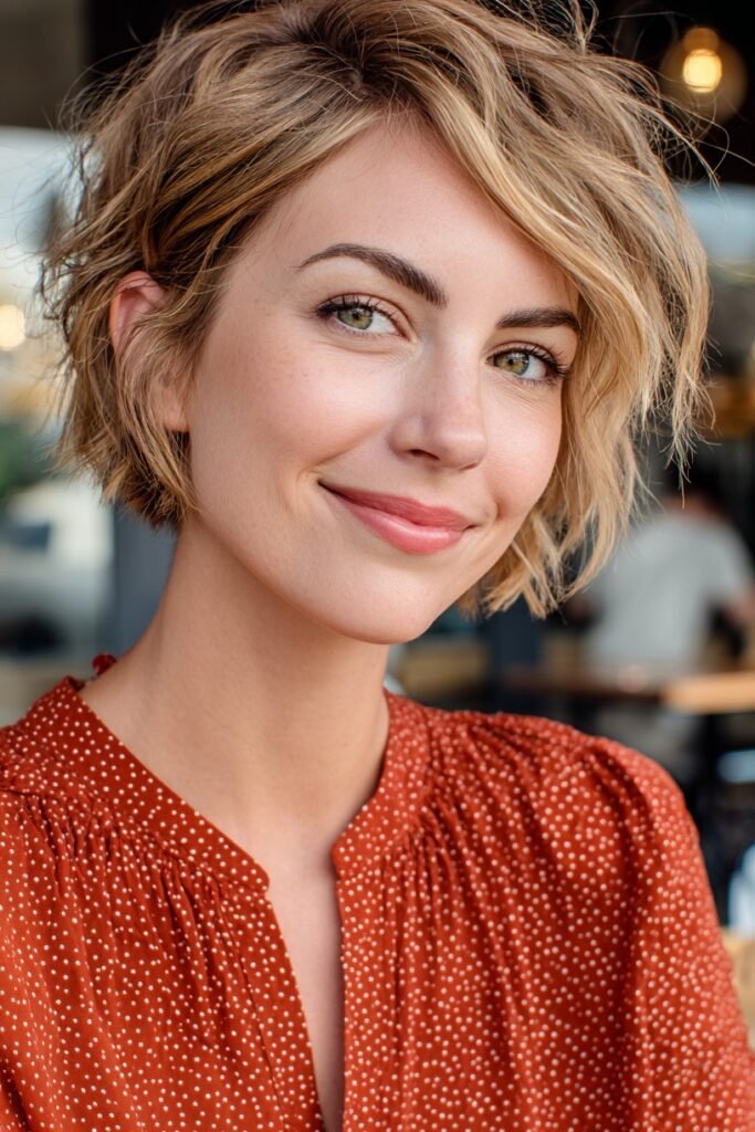 Messy Beach-Wave Bob with Face-Framing Layers