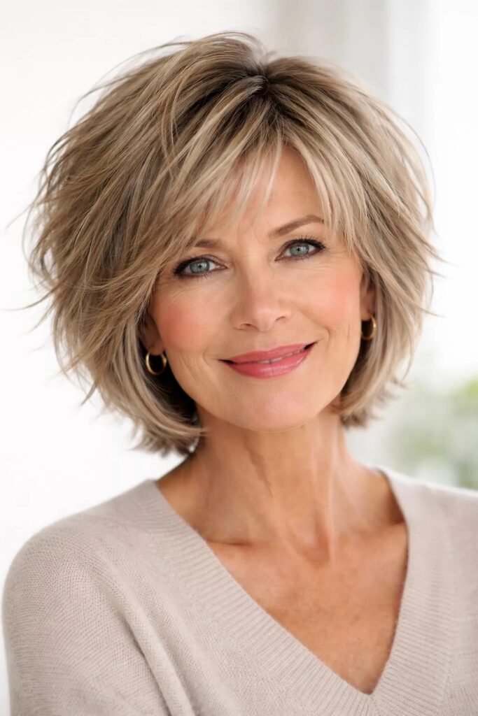 Messy Blonde Pixie-Bob with Wispy Bangs