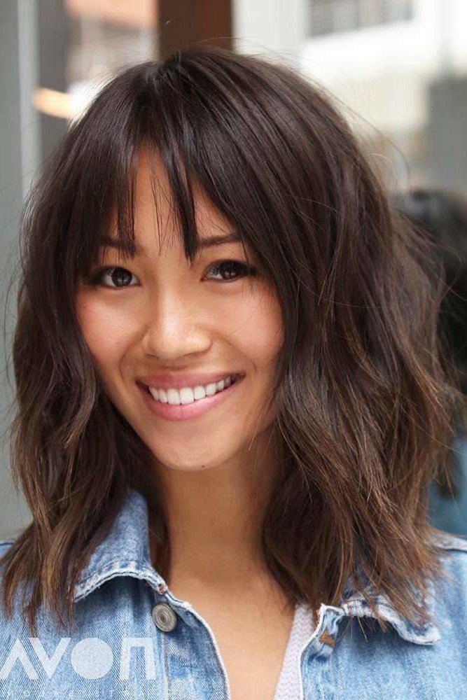 Messy Mid-Length Hair with Bangs