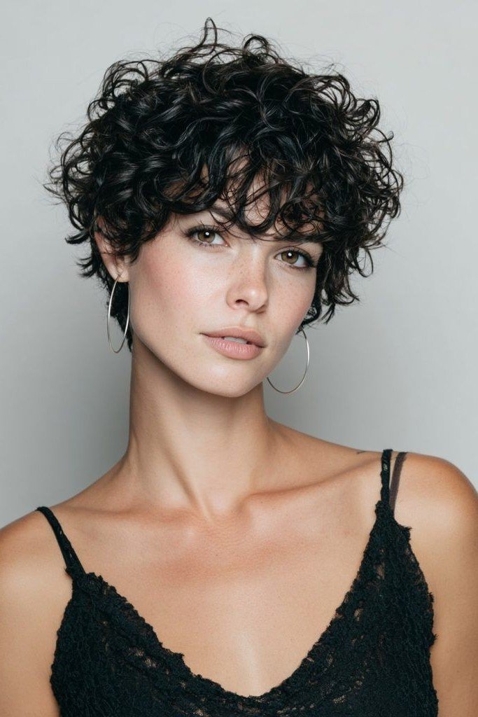 Messy Pixie Cut with Natural Curls