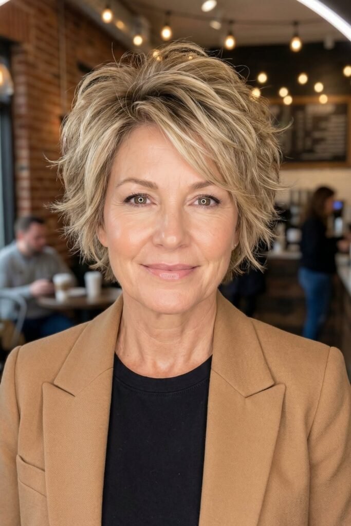 Messy Shag Cut with Volume and Bangs