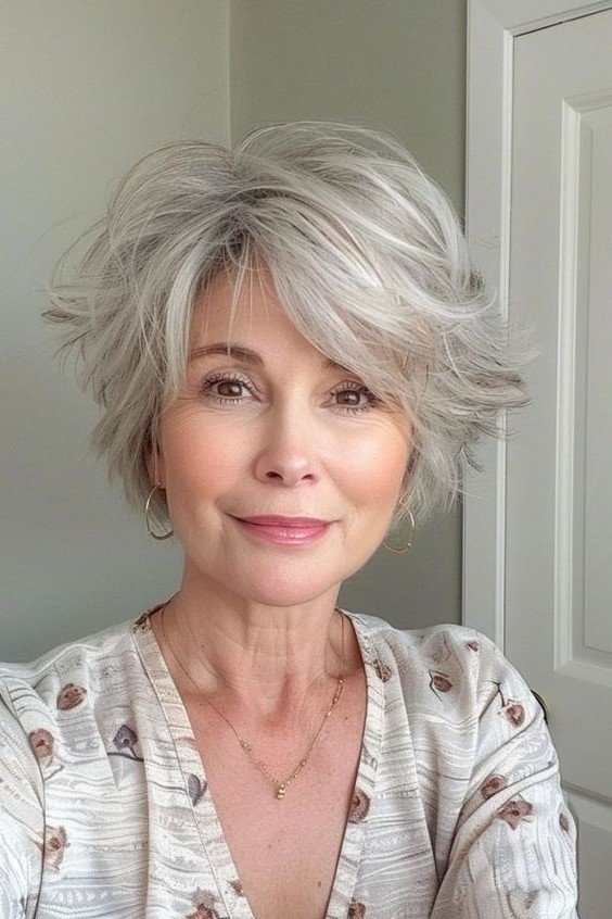 Messy Shaggy Bob with Wispy Bangs