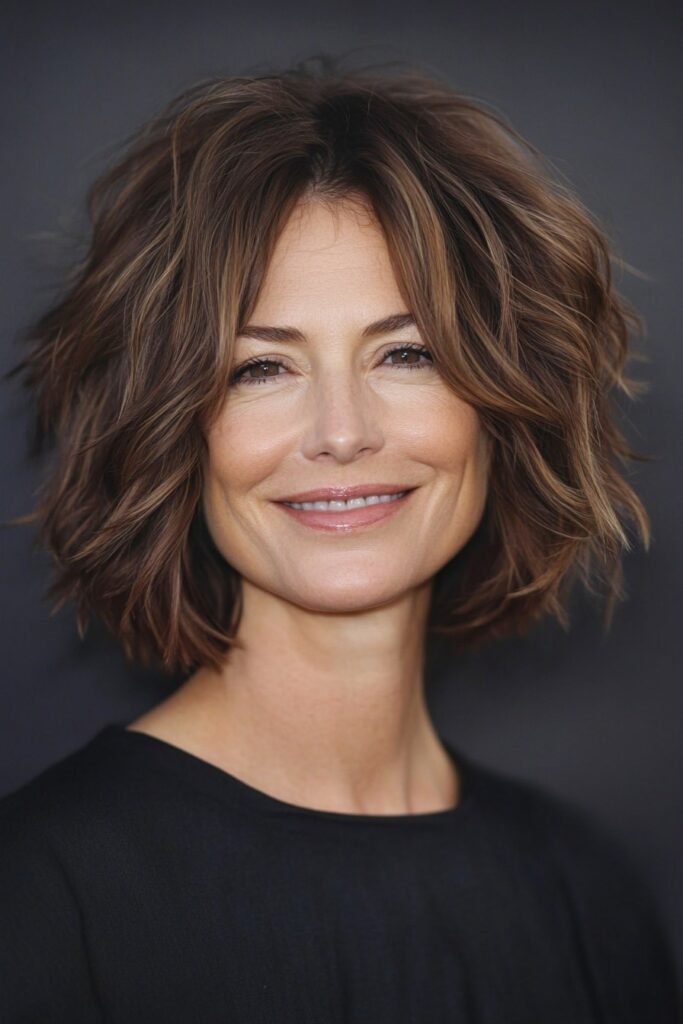 Messy Textured Bob with Caramel Undertones
