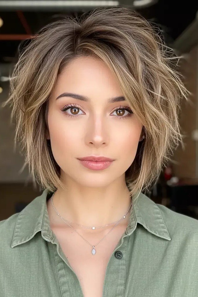 Messy Textured Bob with Subtle Layers