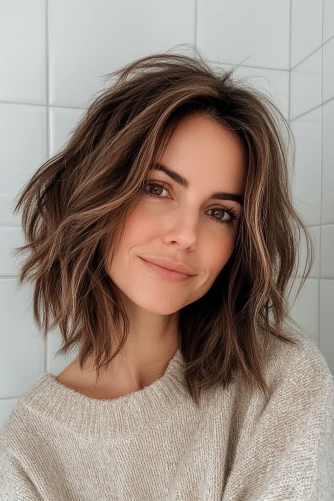 Messy Textured Lob with Soft Waves