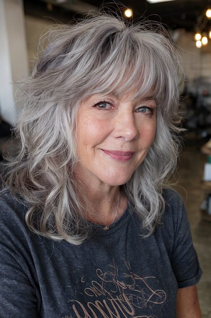Messy Textured Shag Cut with Layered Bangs