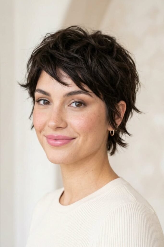 Messy Textured Shag Cut with Wispy Bangs
