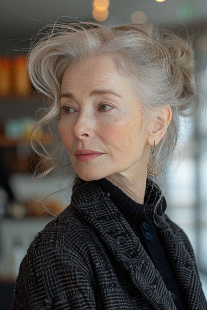 Messy Updo with Loose Face-Framing Strands