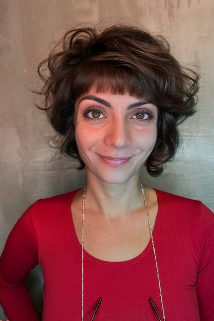 Messy Wavy Bob with Soft Textured Bangs