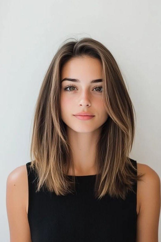Mid-Length Layered Cut with Face-Framing Strands