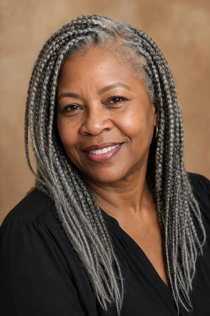 Mid-Length Silver Micro-Braids