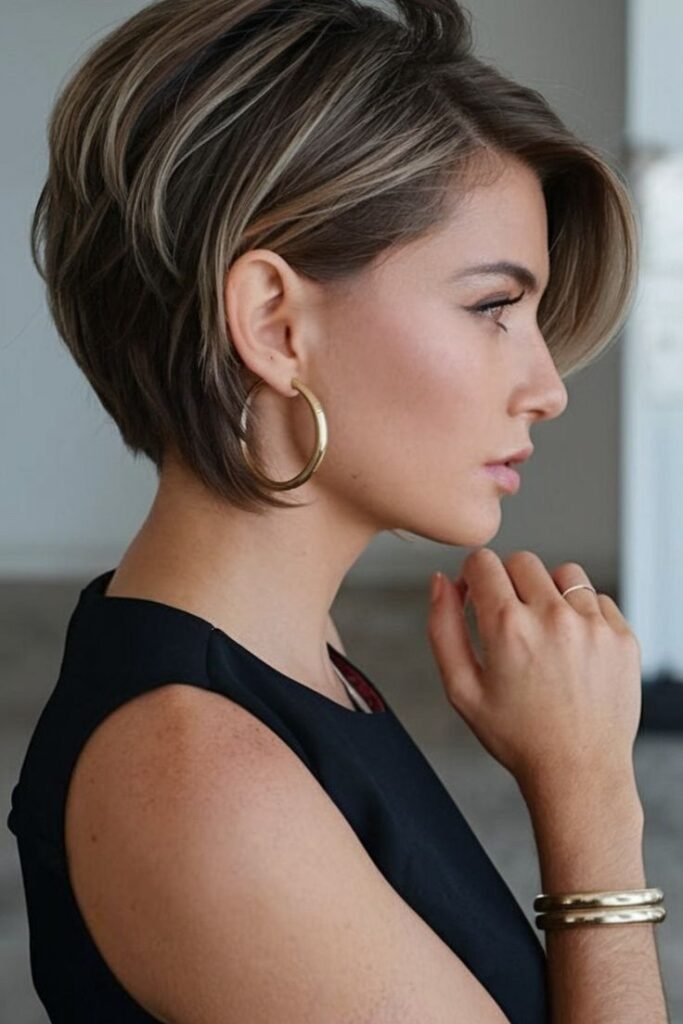 Modern Layered Bob with Honey-Blonde Highlights
