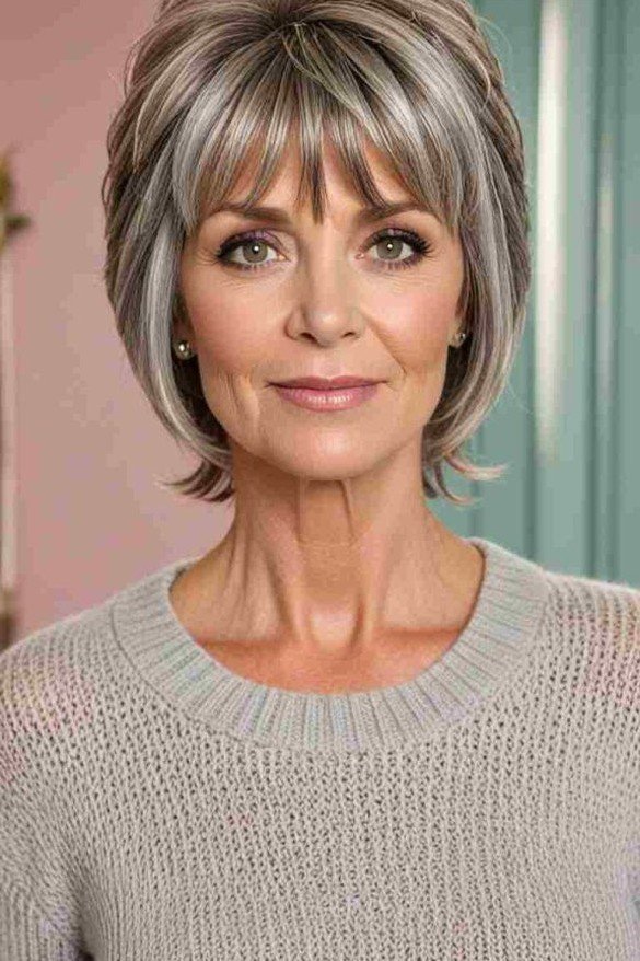 Modern Textured Bob with Defined Bangs