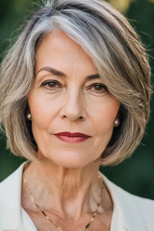 Modern Textured Bob with Side-Swept Bangs