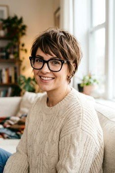 Piece-y Shaggy Pixie with Bangs and Bold Black Square Frames
