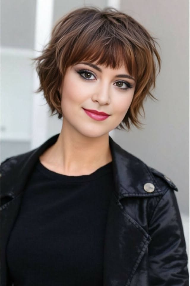 Piecey Textured Bob with Blunt Fringe