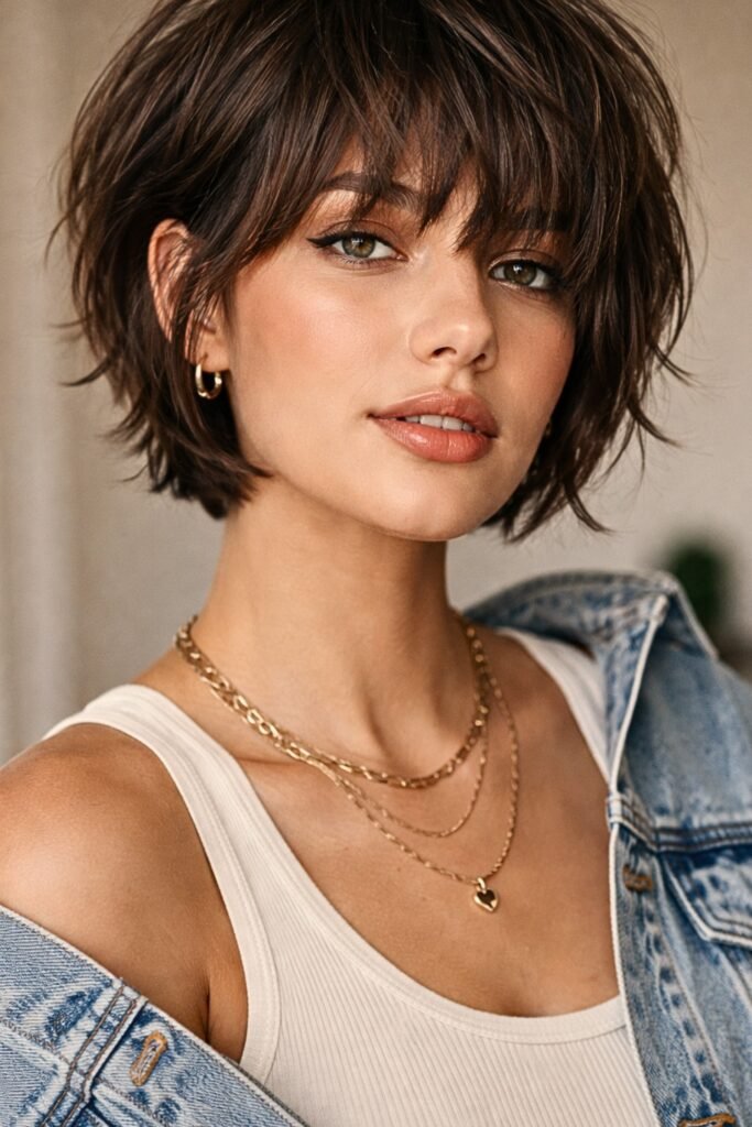 Piecey Textured Bob with Light Bangs