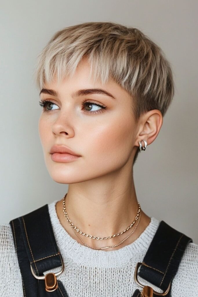Platinum Blonde Textured Pixie Cut