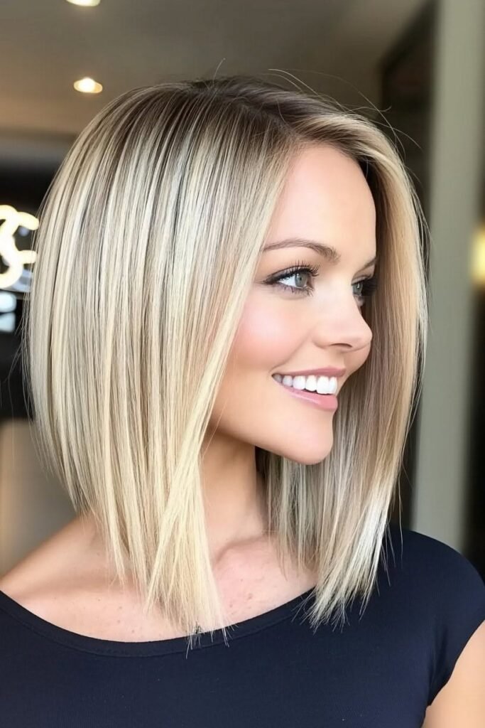 Polished A-Line Bob with Center Part