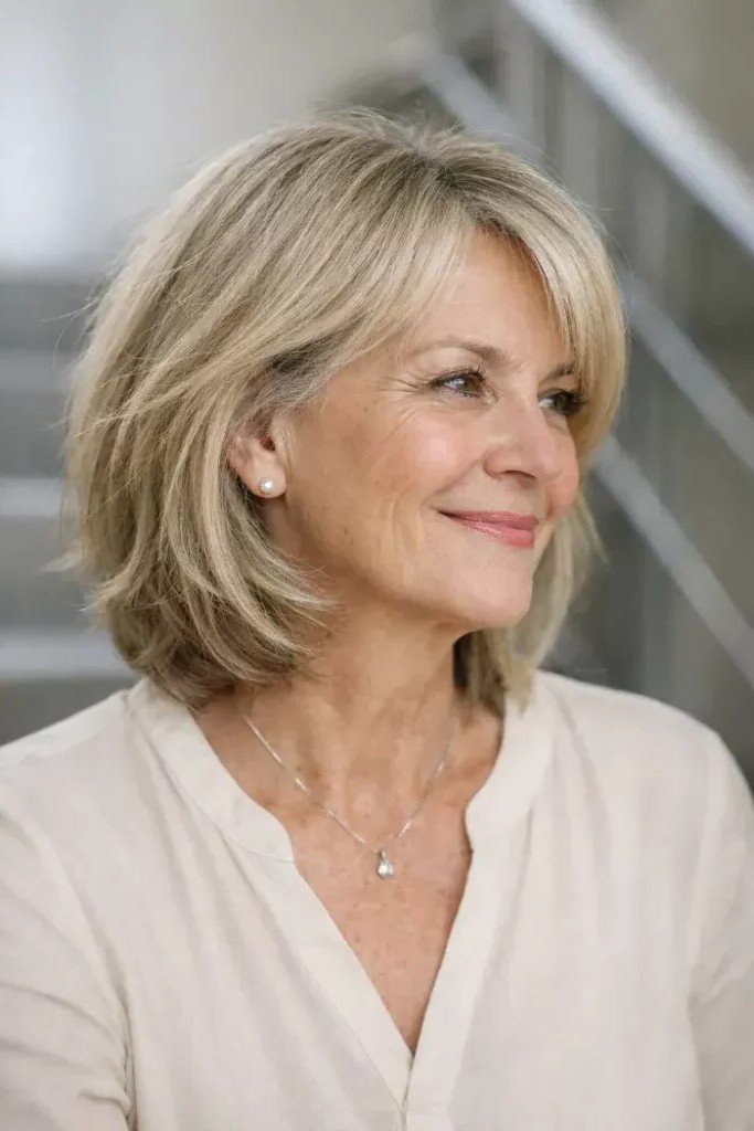 Polished Layered Bob with Feathered Ends