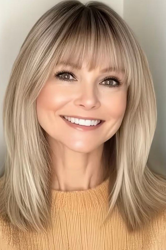 Polished Shoulder-Length Cut with Soft Fringe