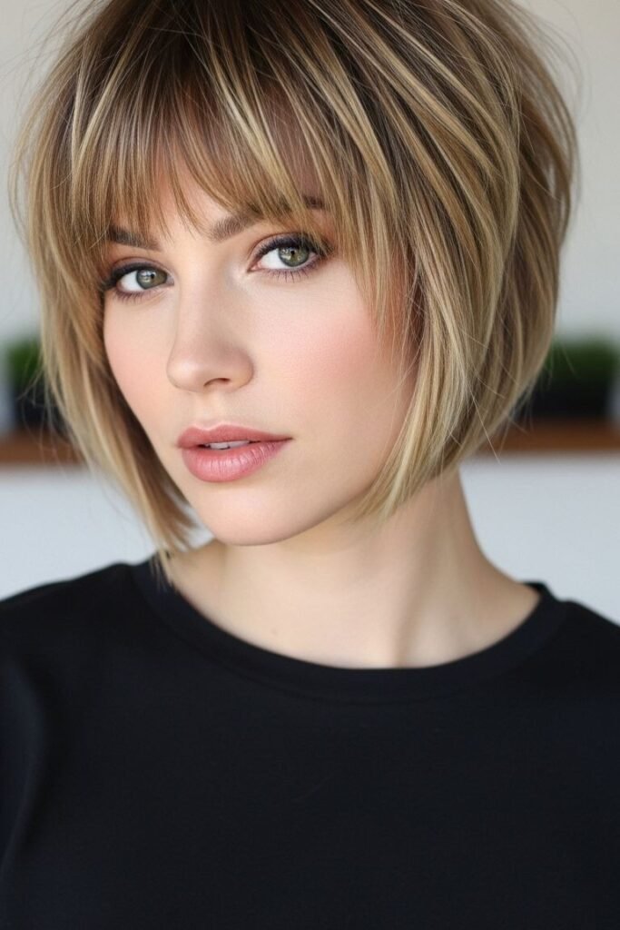 Polished Straight Bob with Wispy Bangs