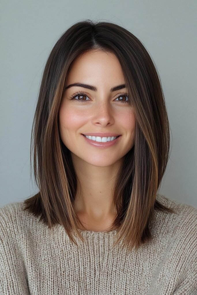 Polished Straight Chocolate Brown Lob