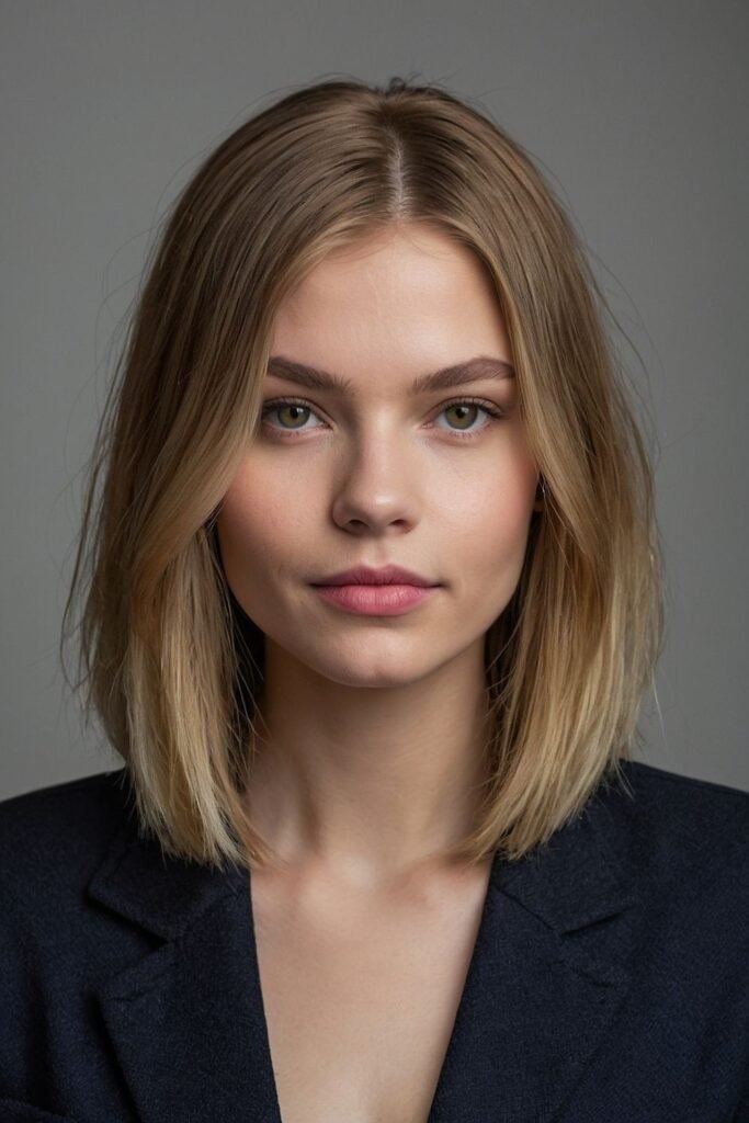 Polished Straight Lob with Center Part