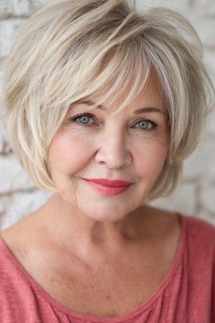 Rounded Layered Bob with Side-Swept Fringe